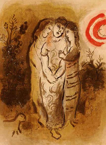Noemí y sus nueras litografía contemporánea Marc Chagall Pintura al óleo